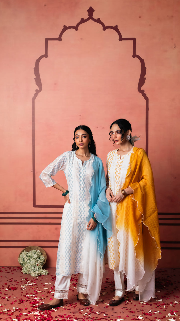 Saanjh Kurta Set (Dusty yellow)
