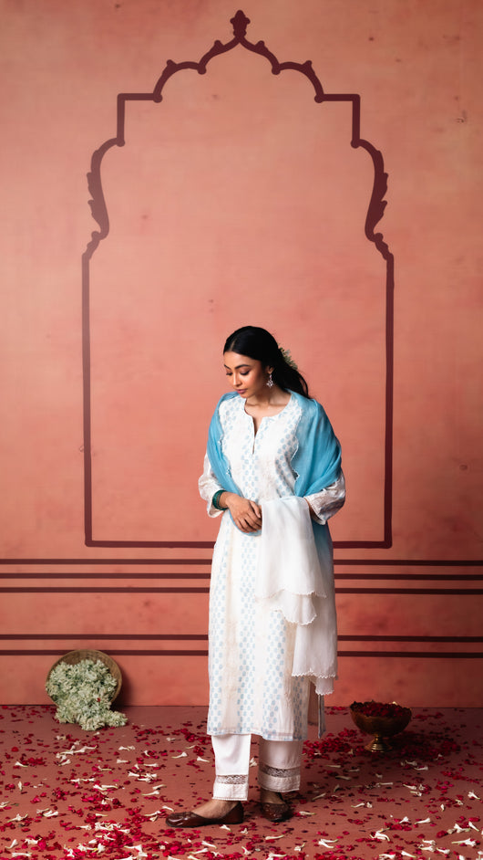 Saanjh Kurta Set (Blue)