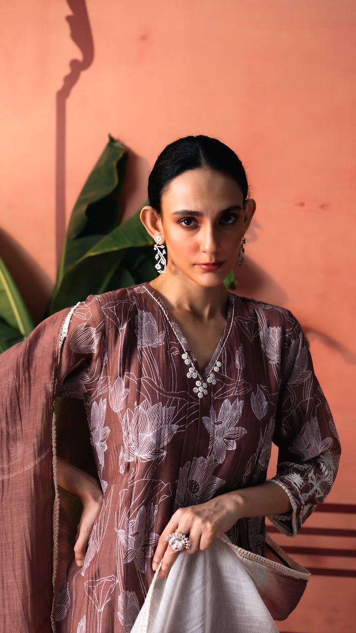 Seher Kurta Set (Brown)