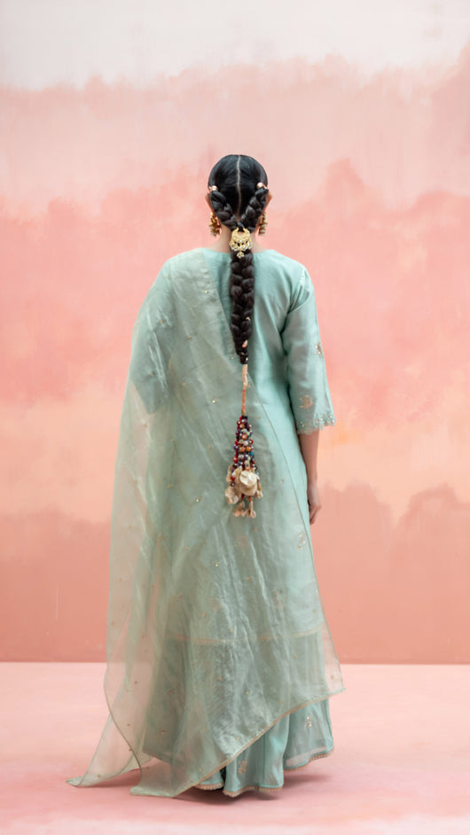Noor Sharara Set (Round Neck - Rani)