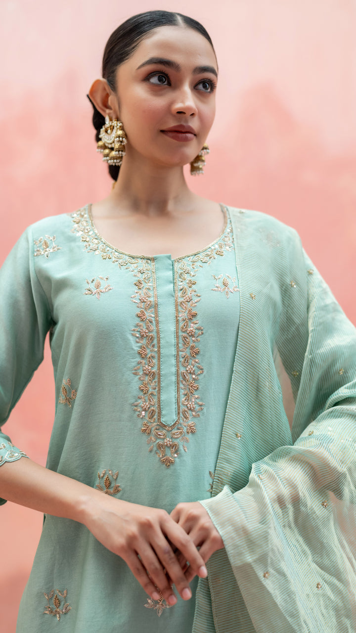 Noor Sharara Set (Sleeveless Square Neck - Orange)