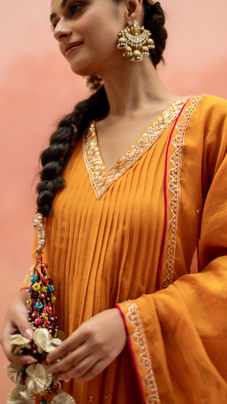 Sitara A-Line Kurta Set in Orange