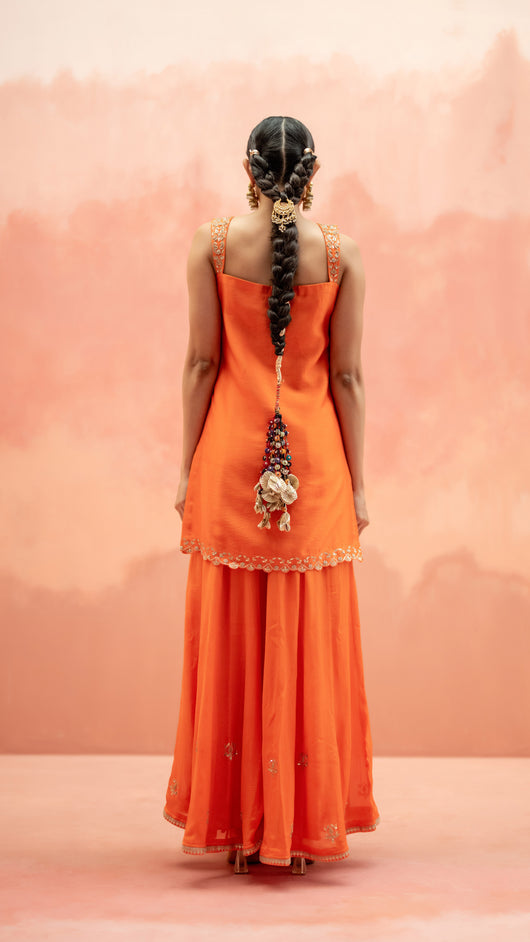 Noor Sharara Set (Round Neck - Rani)