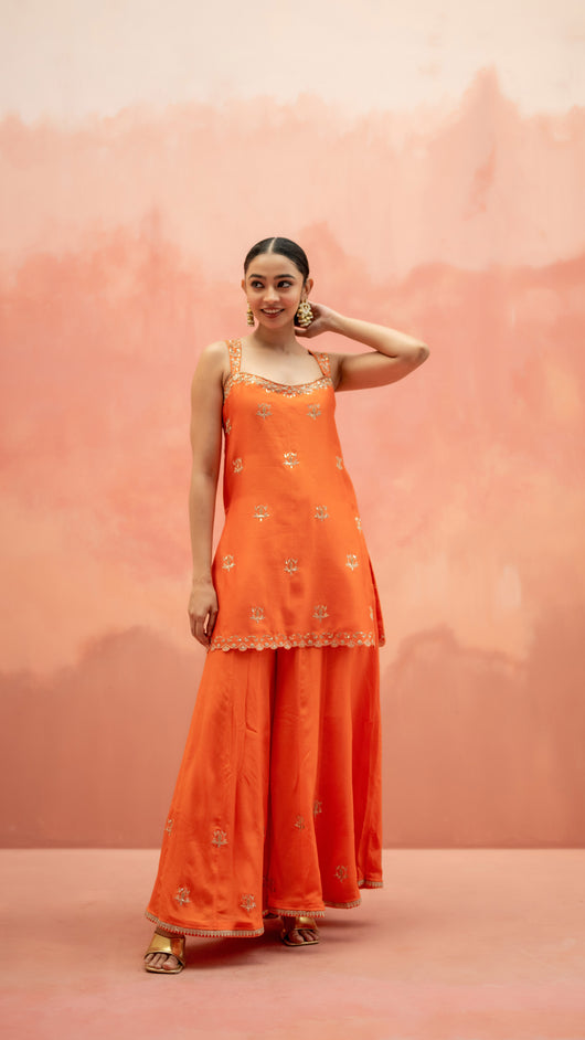 Noor Sharara Set (Round Neck - Rani)