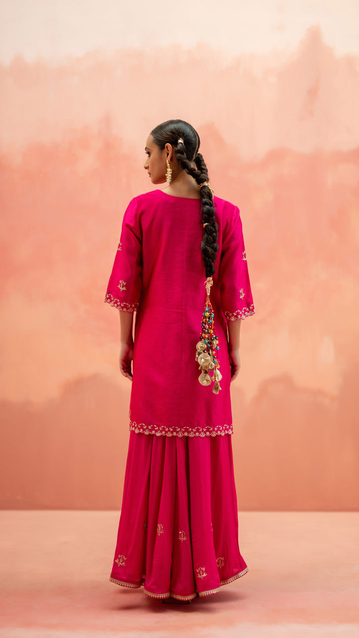 Noor Sharara Set (Sleeveless Square Neck - Orange)