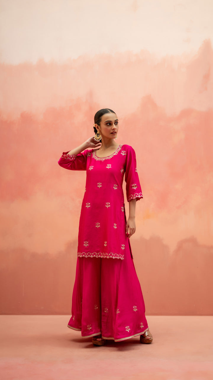 Noor Sharara Set (Sleeveless Square Neck - Orange)