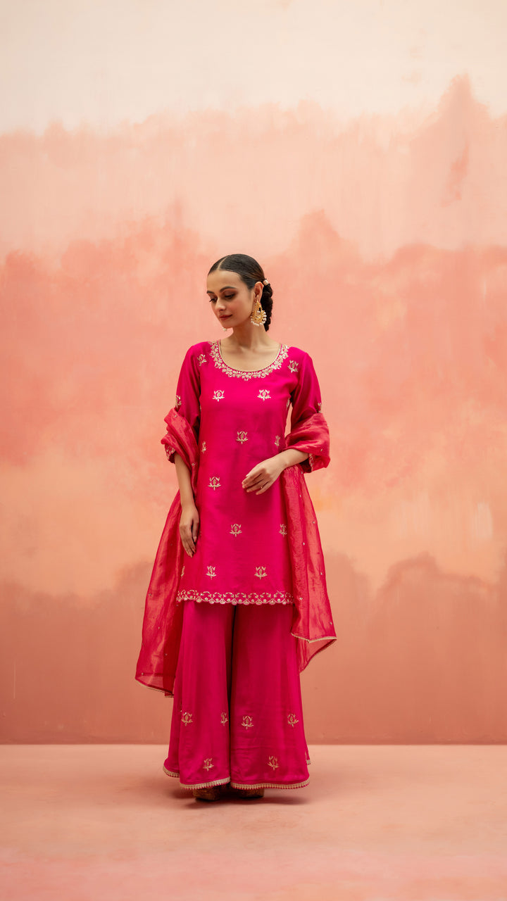 Noor Sharara Set (Sleeveless Square Neck - Orange)