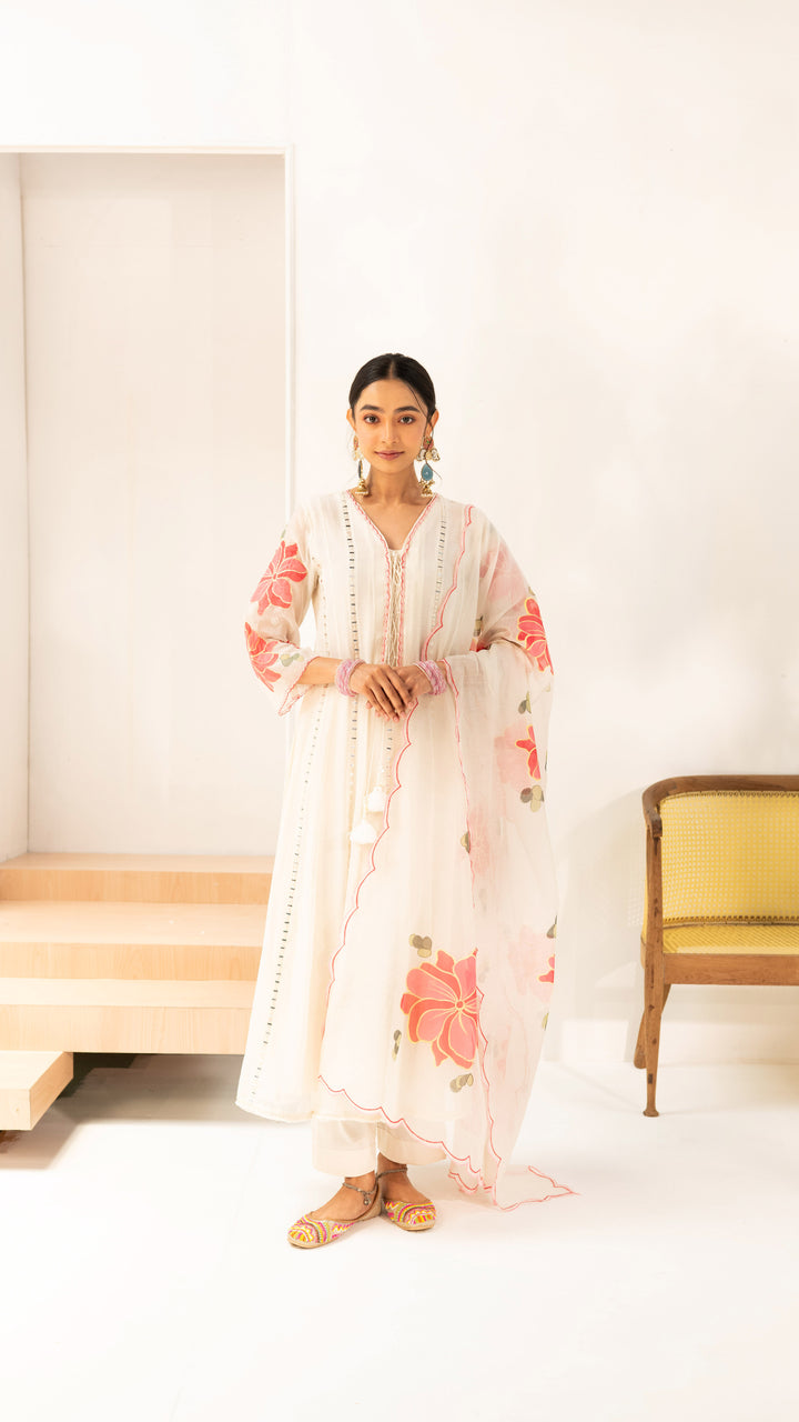 Zoya Anarkali Set (Off-White)