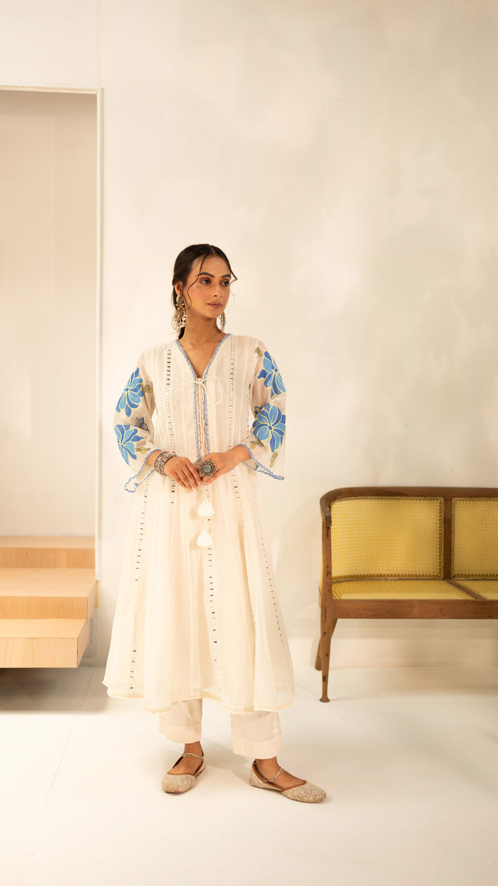 Zoya Anarkali Set (Off-White)
