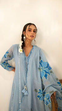 Zoya Mul Chanderi Anarkali Set