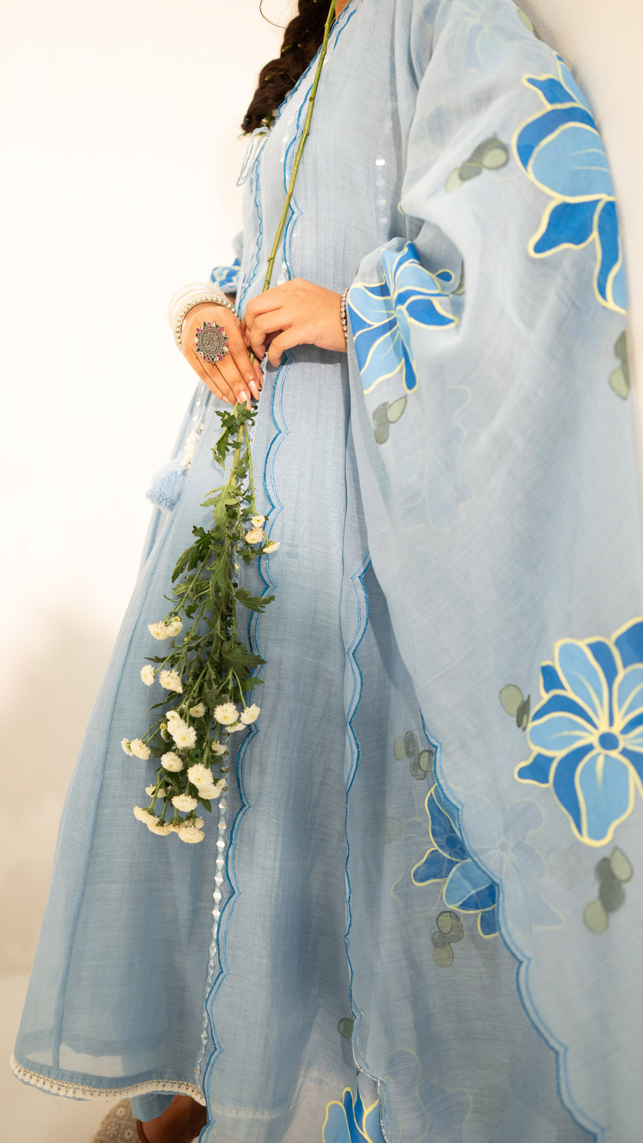 Zoya Mul Chanderi Anarkali Set