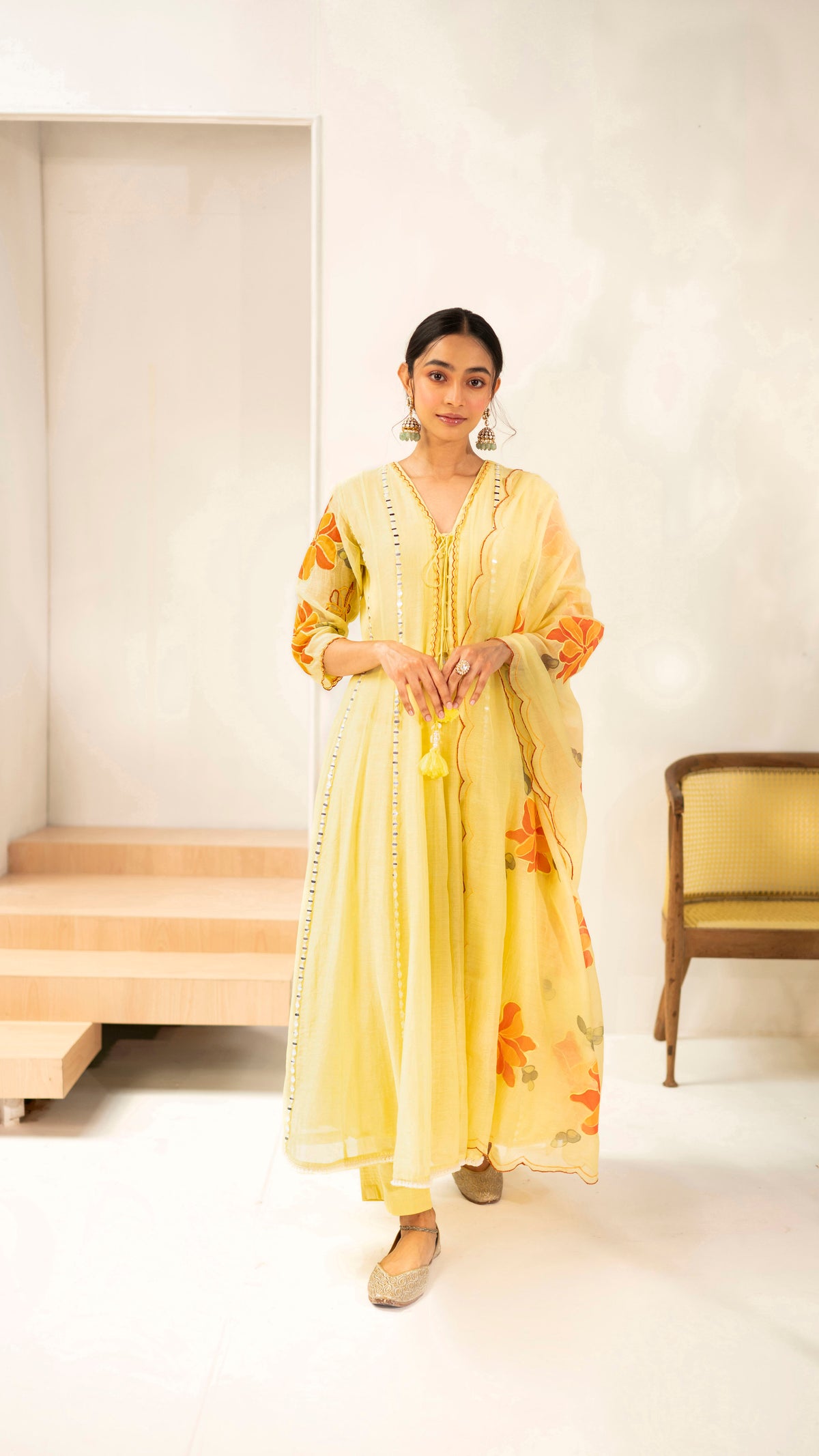 Zoya Mul Chanderi Anarkali Set