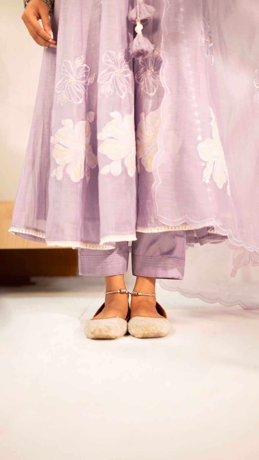 Zara Mul Chanderi Anarkali Set