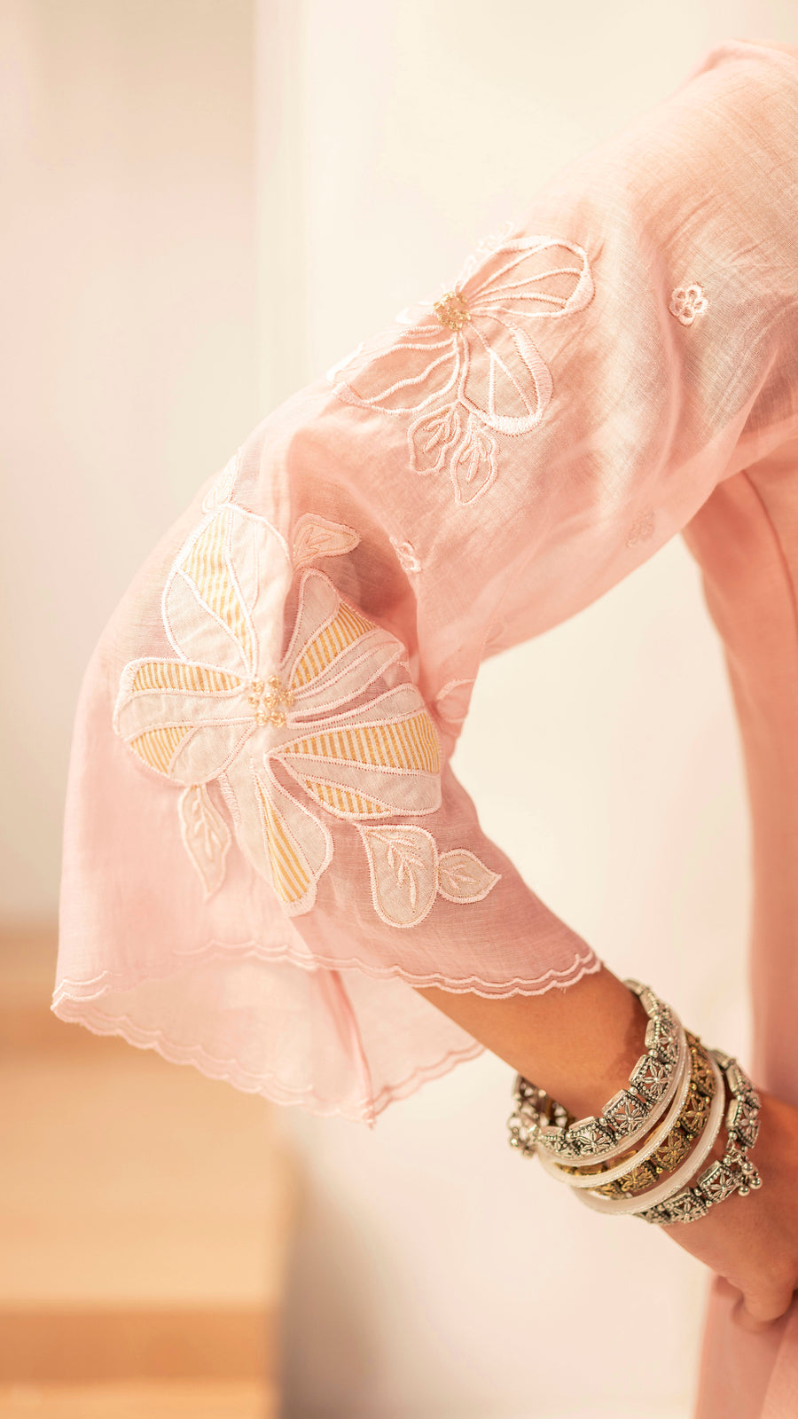 Zara Mul Chanderi Anarkali Set
