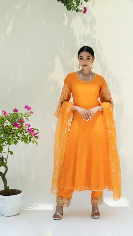 Dastak Anarkali Set (Burnt Orange)