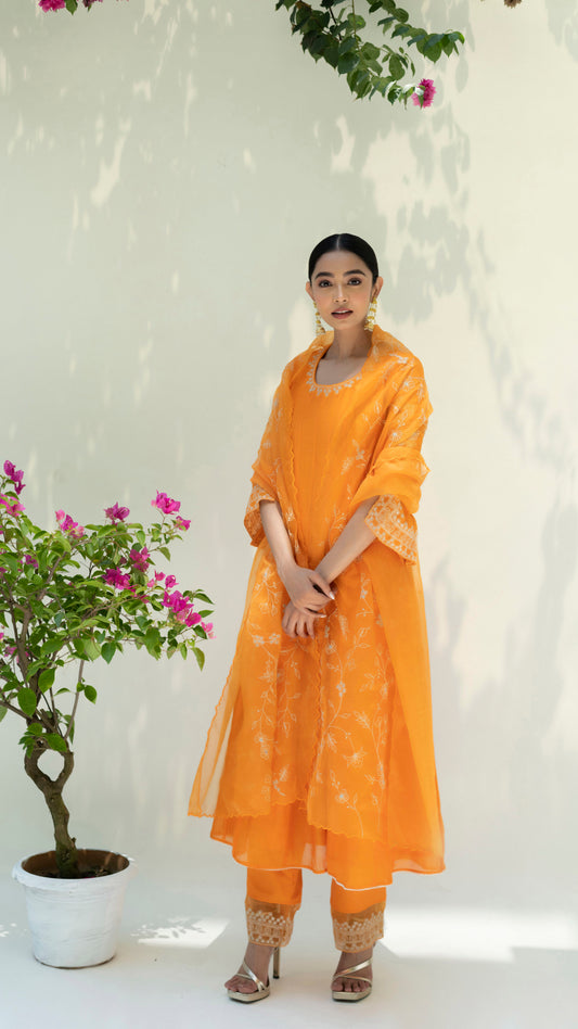 Dastak Anarkali Set (Burnt Orange)