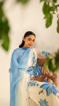 Zoya Mul Chanderi Kurta Set in Off-White