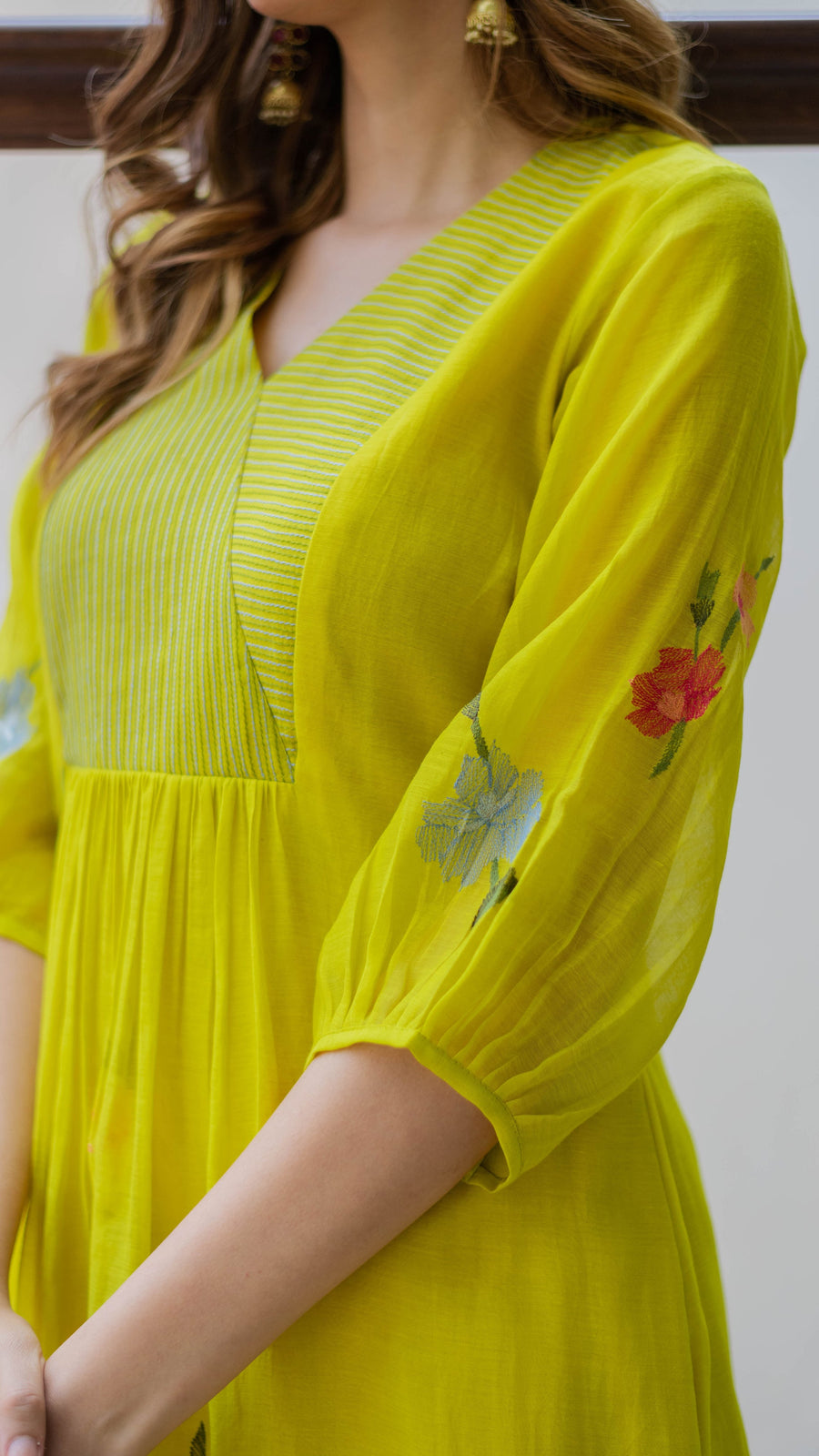 Zooni Mul chanderi Tunic Set in Angoori