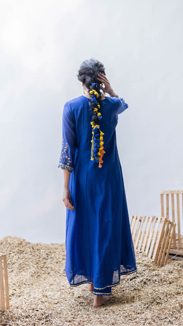 Leila A-line Kurta Set (Morpankhi)