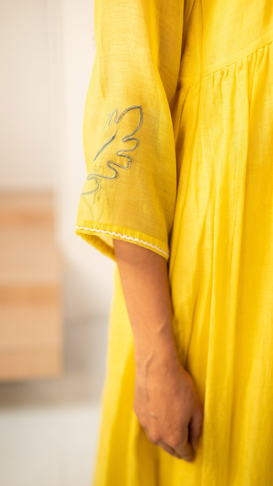 Zavi Mul Chanderi Tunic Set in Yellow