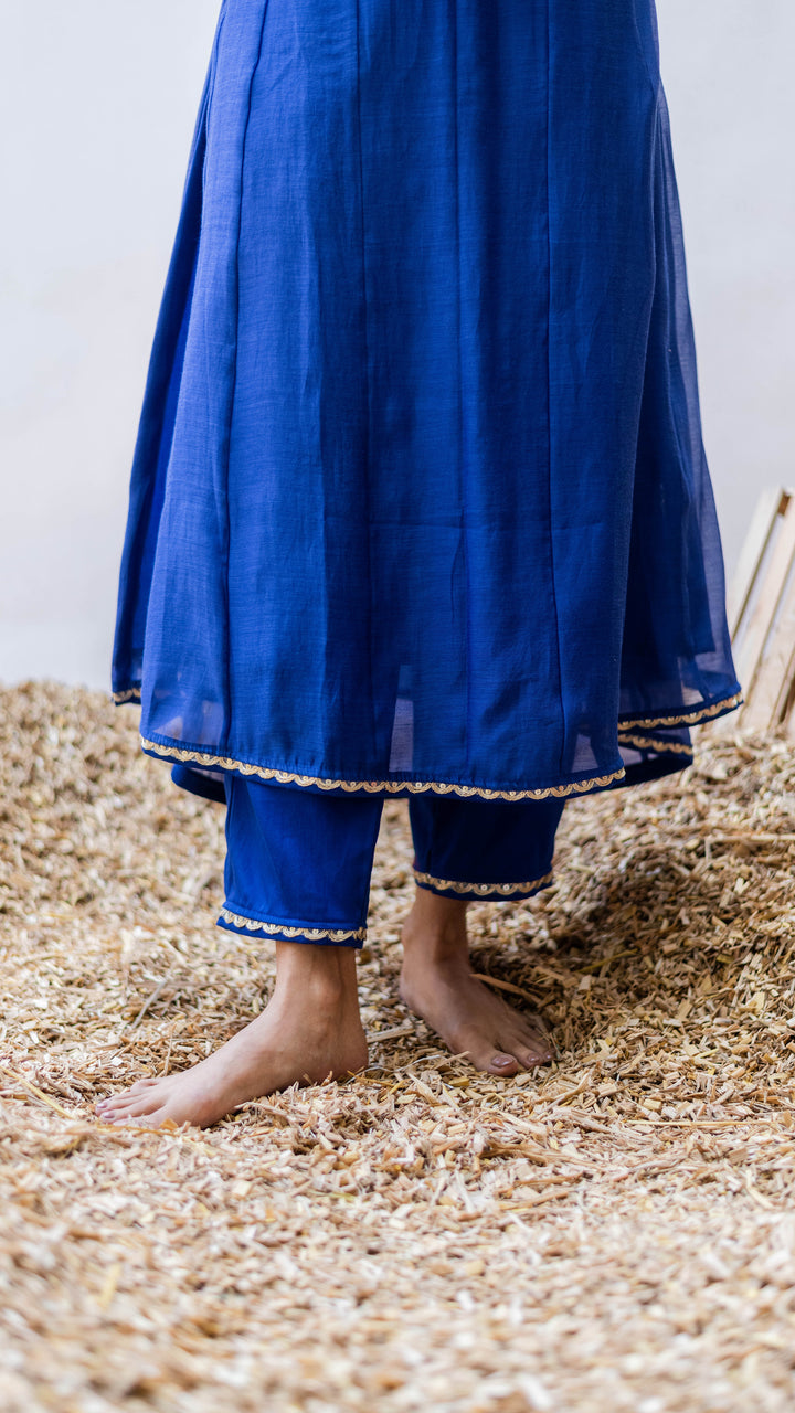Leila A-line Kurta Set (Morpankhi)