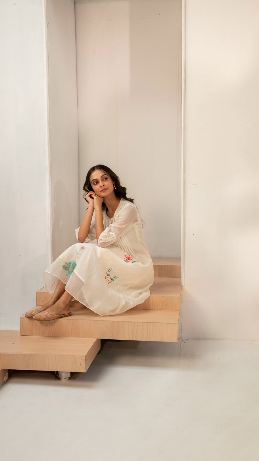 Zeba Mul Chanderi Tunic in Moti