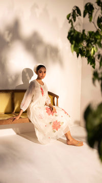 Zoya Mul chanderi Tunic Set in Off-White