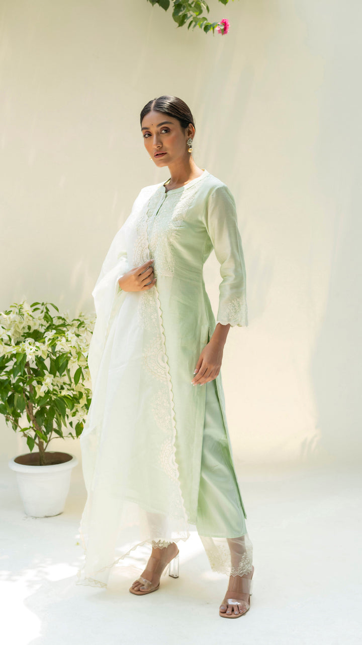 Fiza Kurta Set (Pastel Green)