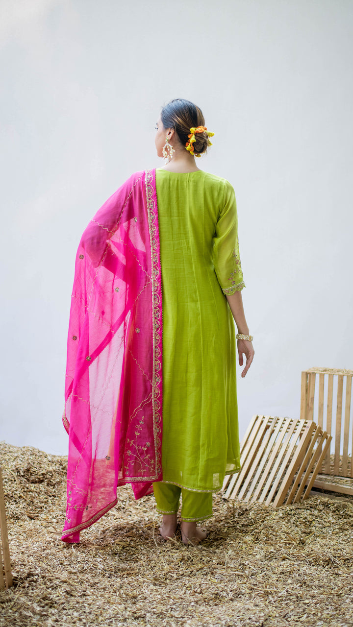 Leila A-line Kurta Set (Angoori)