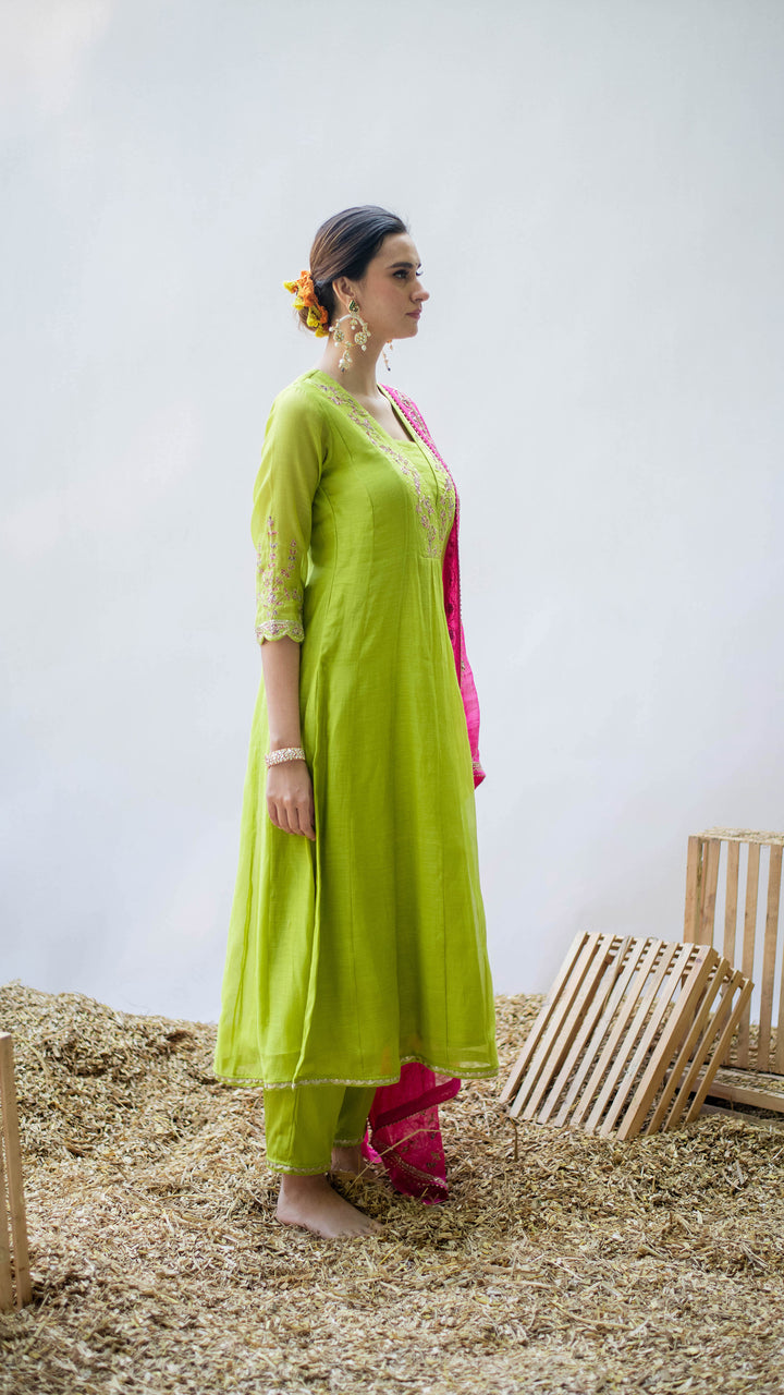 Leila A-line Kurta Set (Angoori)