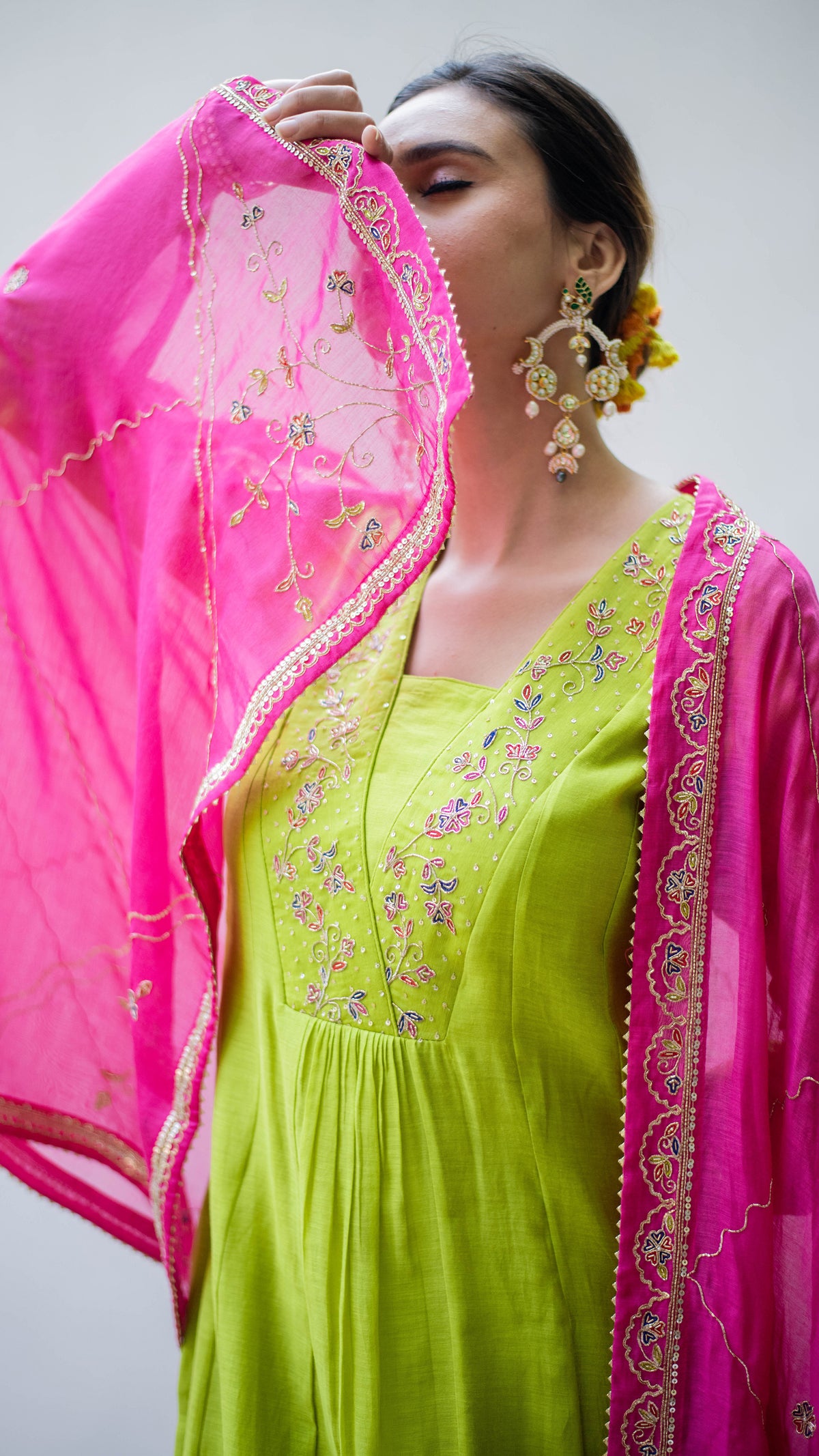 Leila A-line Kurta Set (Angoori)
