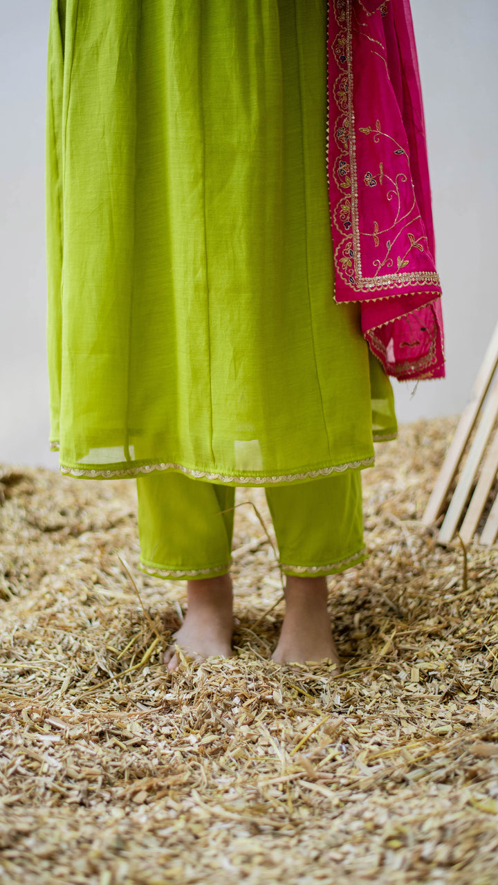 Leila A-line Kurta Set (Angoori)