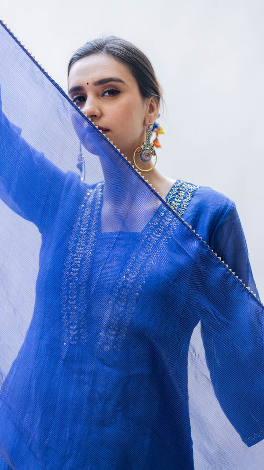 Yara A-line Kurta Set (Morpankhi)