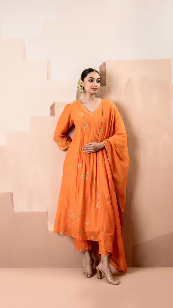 Gul A-line Kurta Set (Orange)