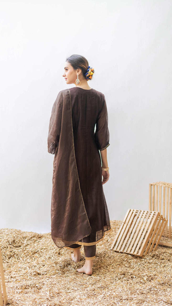 Yara A-line Kurta Set (Badami)