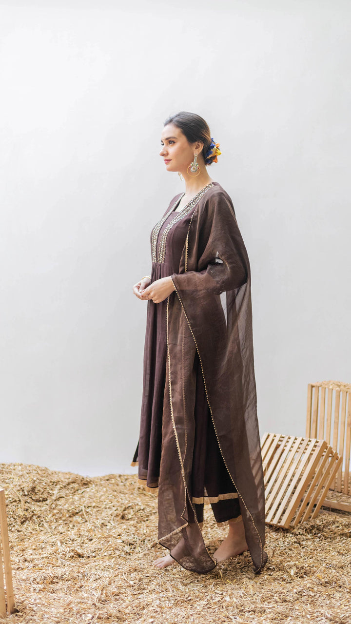 Yara A-line Kurta Set (Badami)