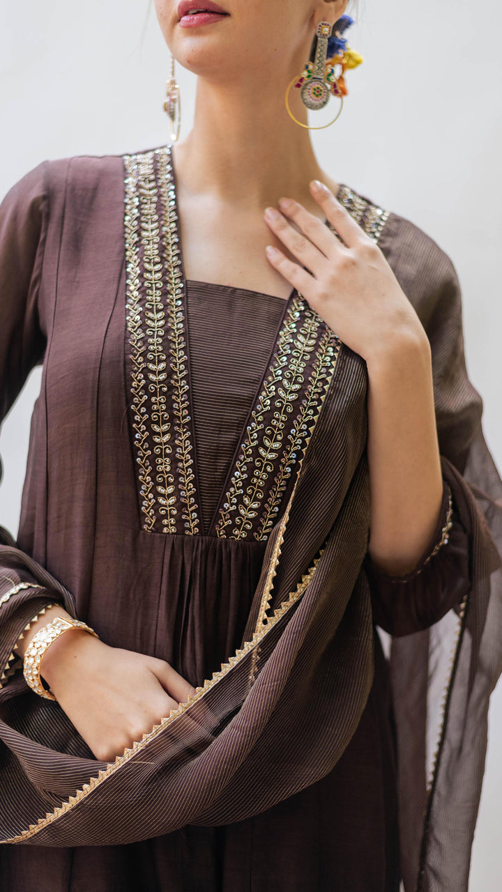 Yara A-line Kurta Set (Badami)
