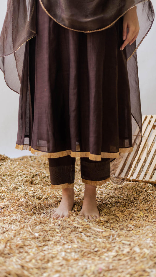 Yara A-line Kurta Set (Badami)