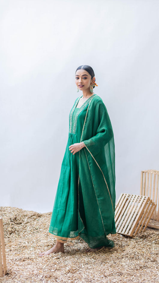 Yara A-line Kurta Set (Panna)