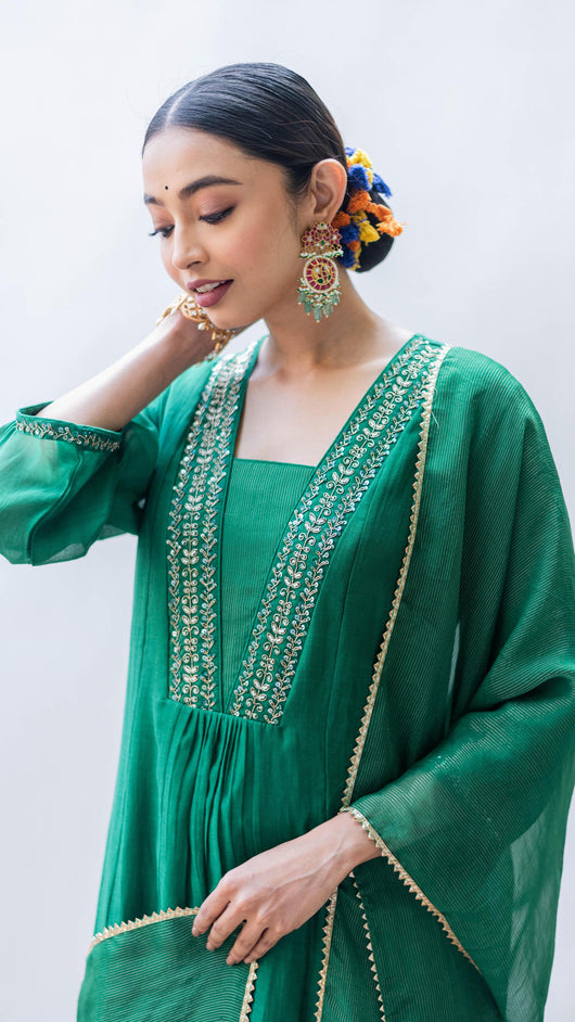 Yara A-line Kurta Set (Panna)