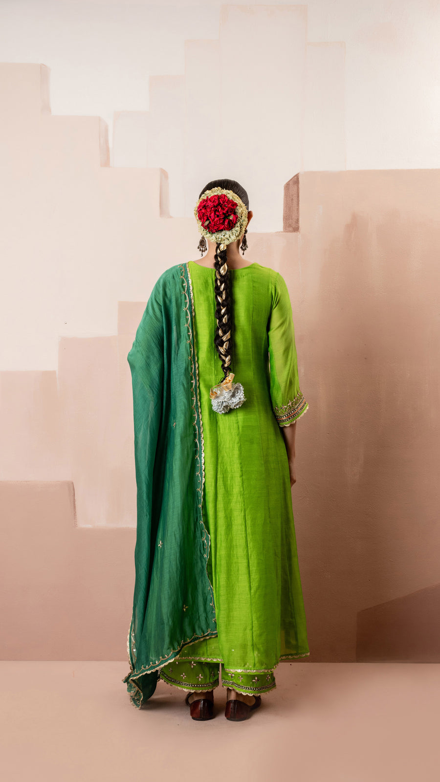 Sunehri A-Line Anarkali Set (Green)
