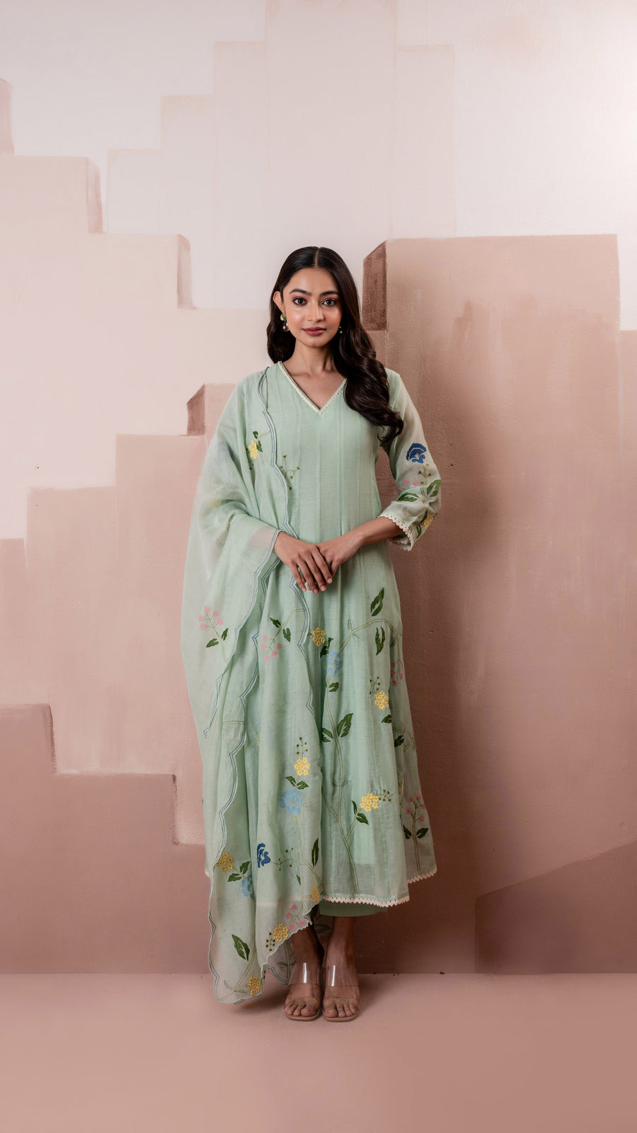 Falak Anarkali Set (Aqua)