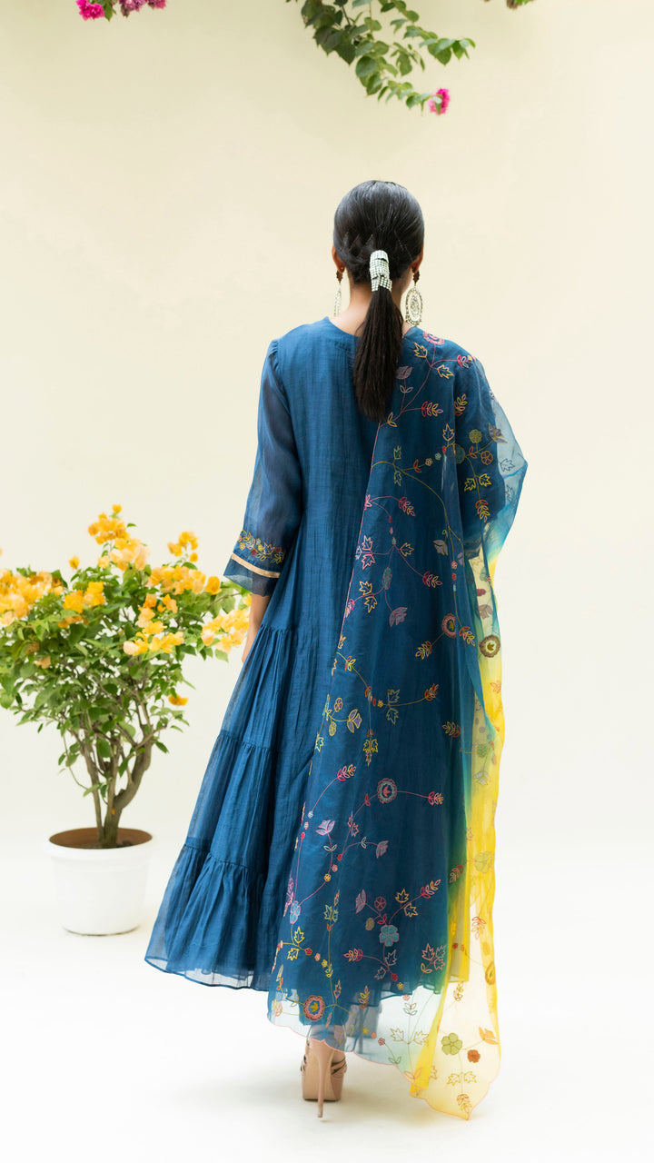 Soch Side-gather Anarkali Set (Navy)