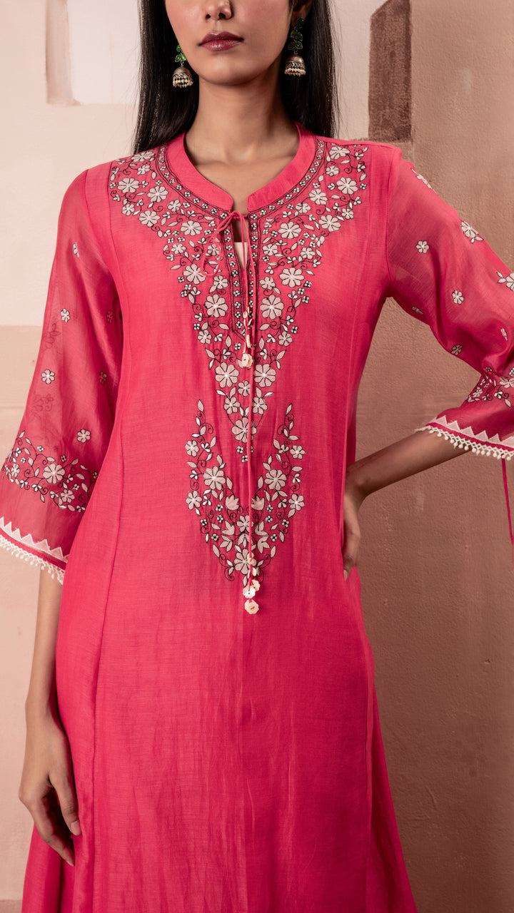 Alaya A-line Kurta Set (Pink)