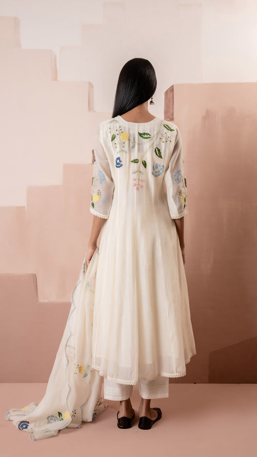 Falak Anarkali Set (White)