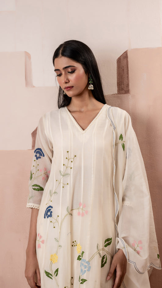 Falak Anarkali Set (White)