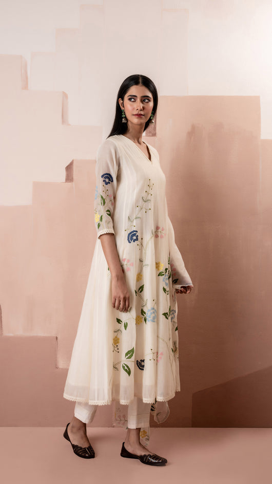 Falak Anarkali Set (White)