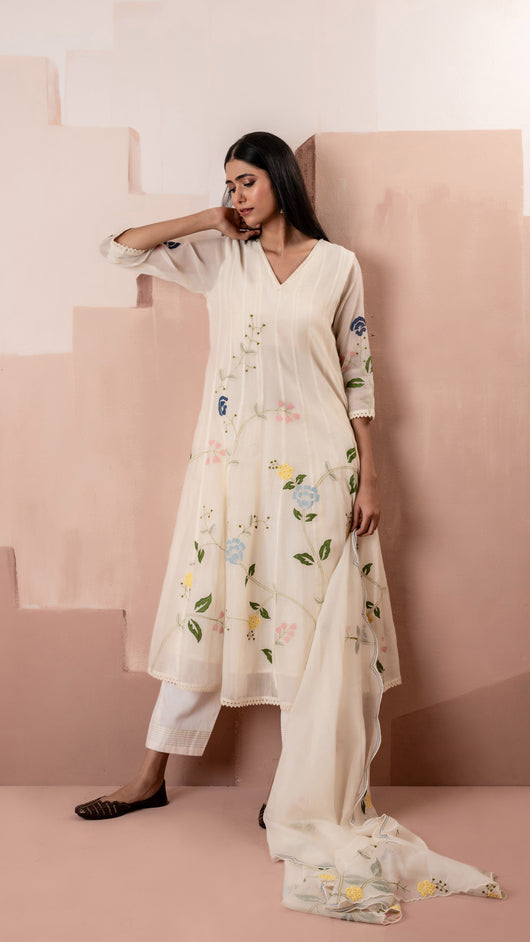 Falak Anarkali Set (White)