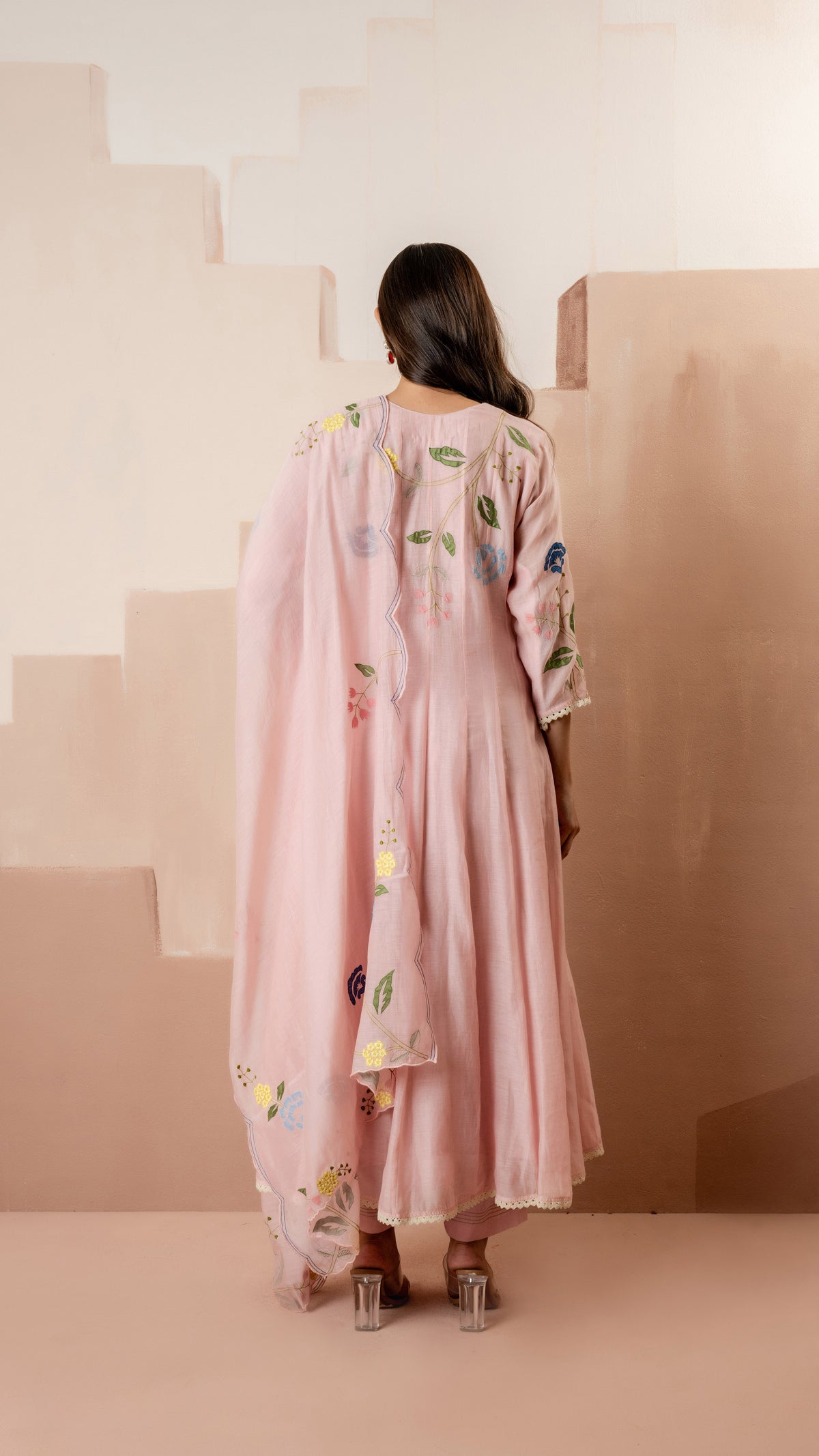 Falak Anarkali Set (Baby Pink)