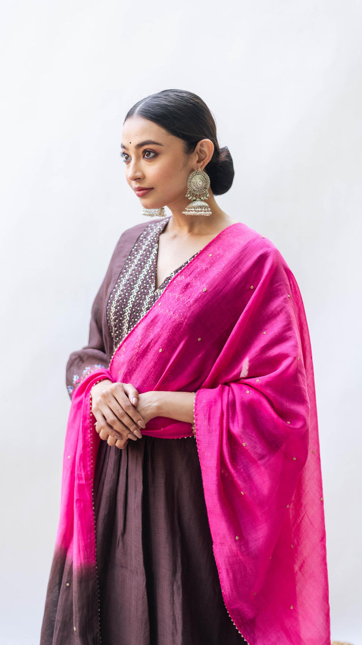 Aqsa Aline Kurta Set (Badami)